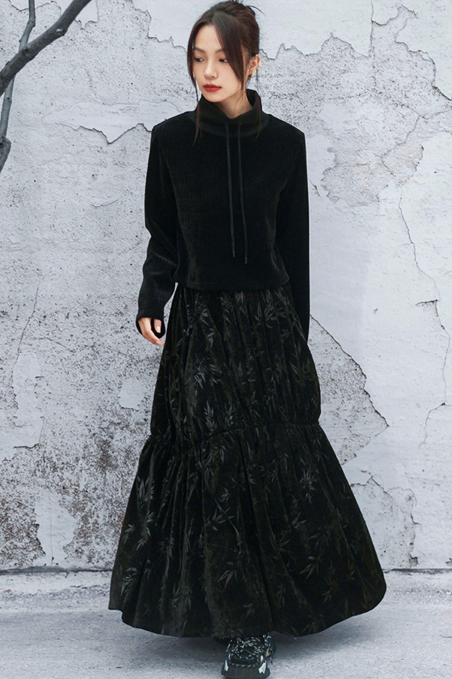 ダークバンブーリーフスカート