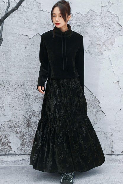 ダークバンブーリーフスカート