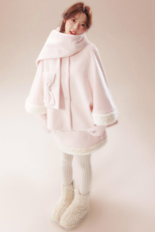 スイートコート+ハイウエストスカート+ニットスカーフ