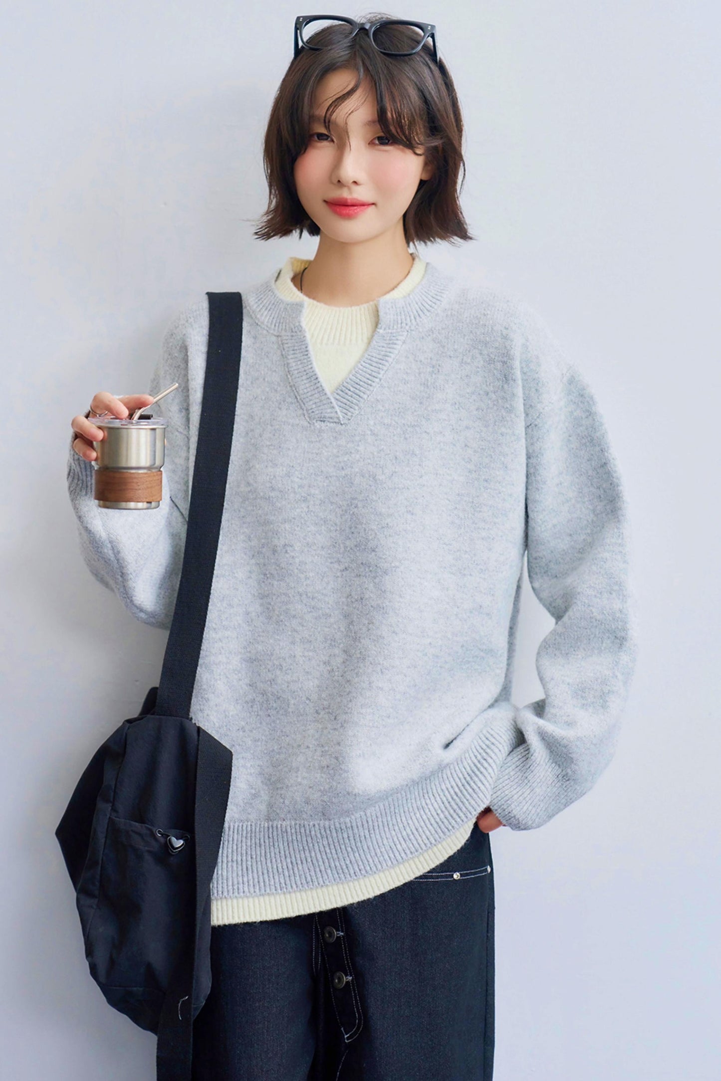 Color block knit sweatshirt
