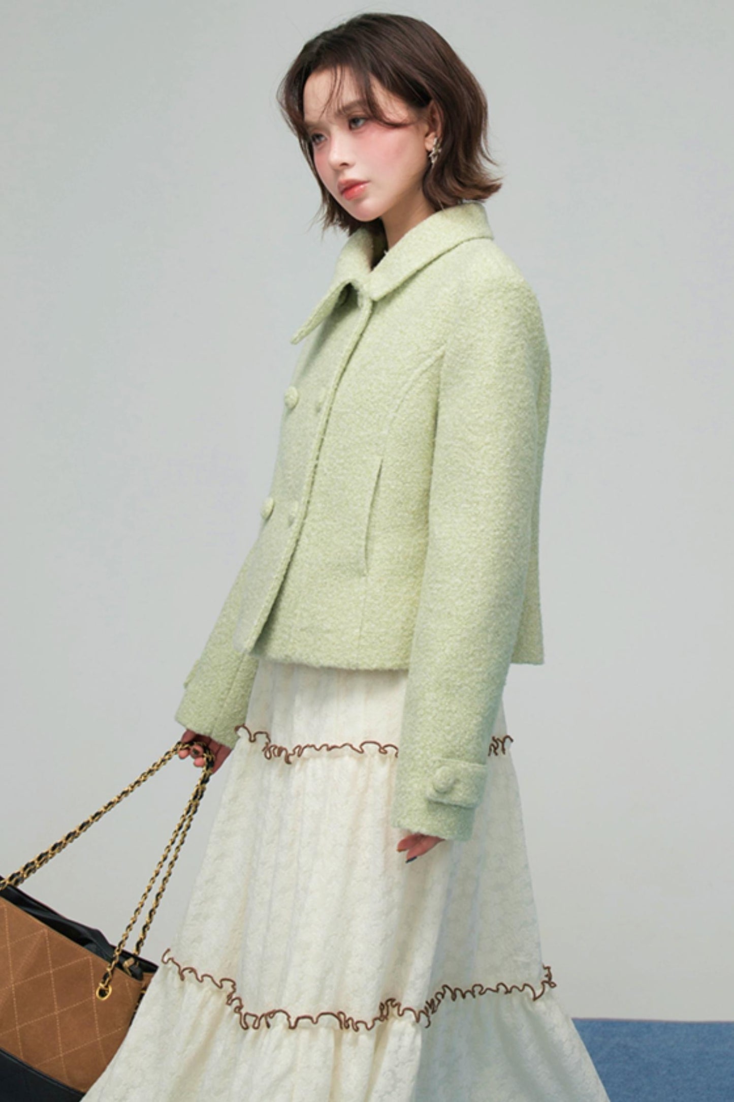 エレガントダイアゴナルウールンコート