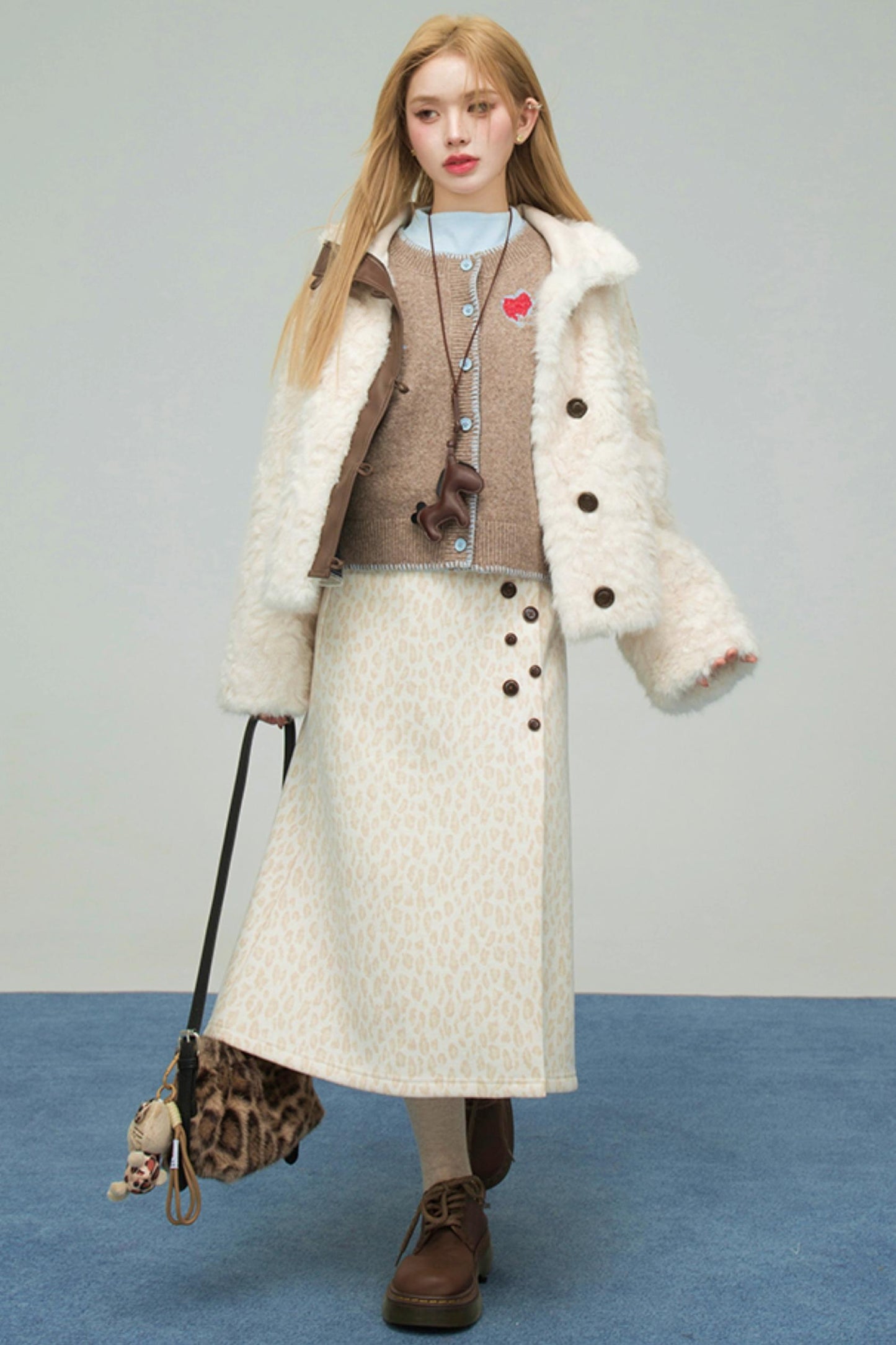 レオパードスウィートハートニットスカート