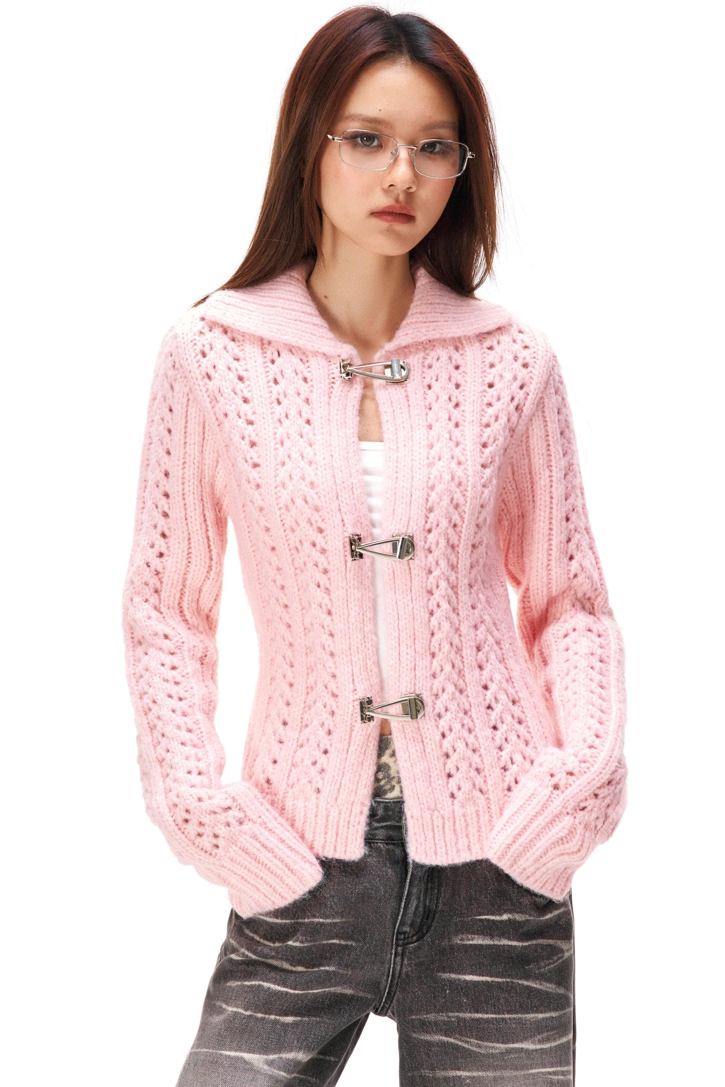 Y2Kハロウアウトニットカーディガン