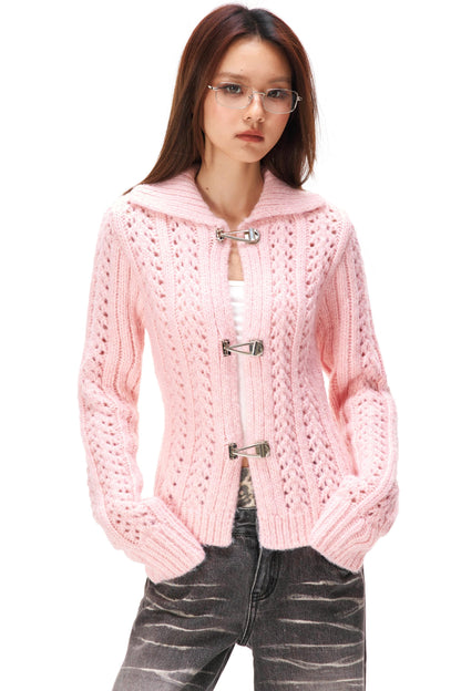 Y2Kハロウアウトニットカーディガン