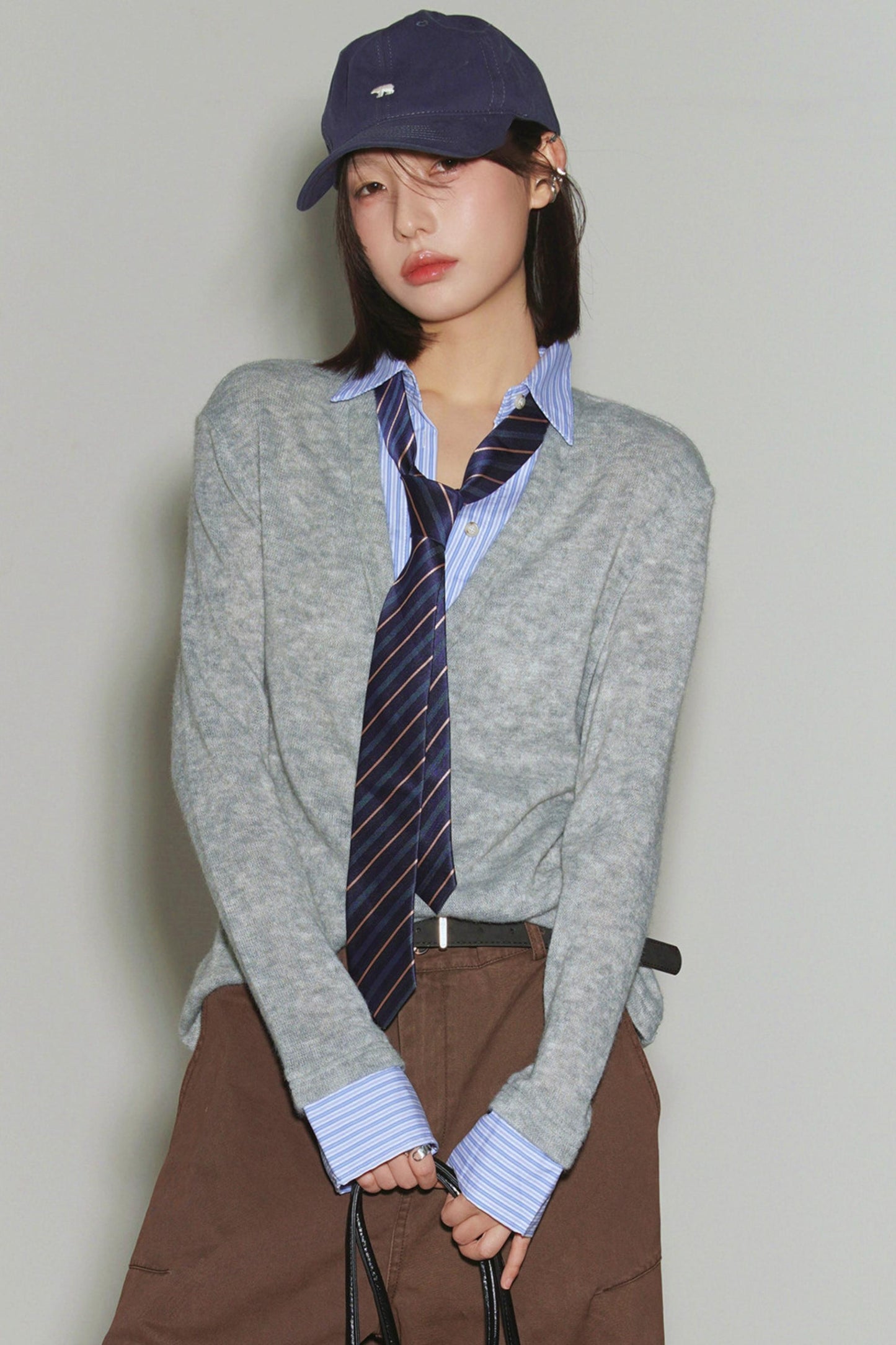 Top maglione in maglia preppy