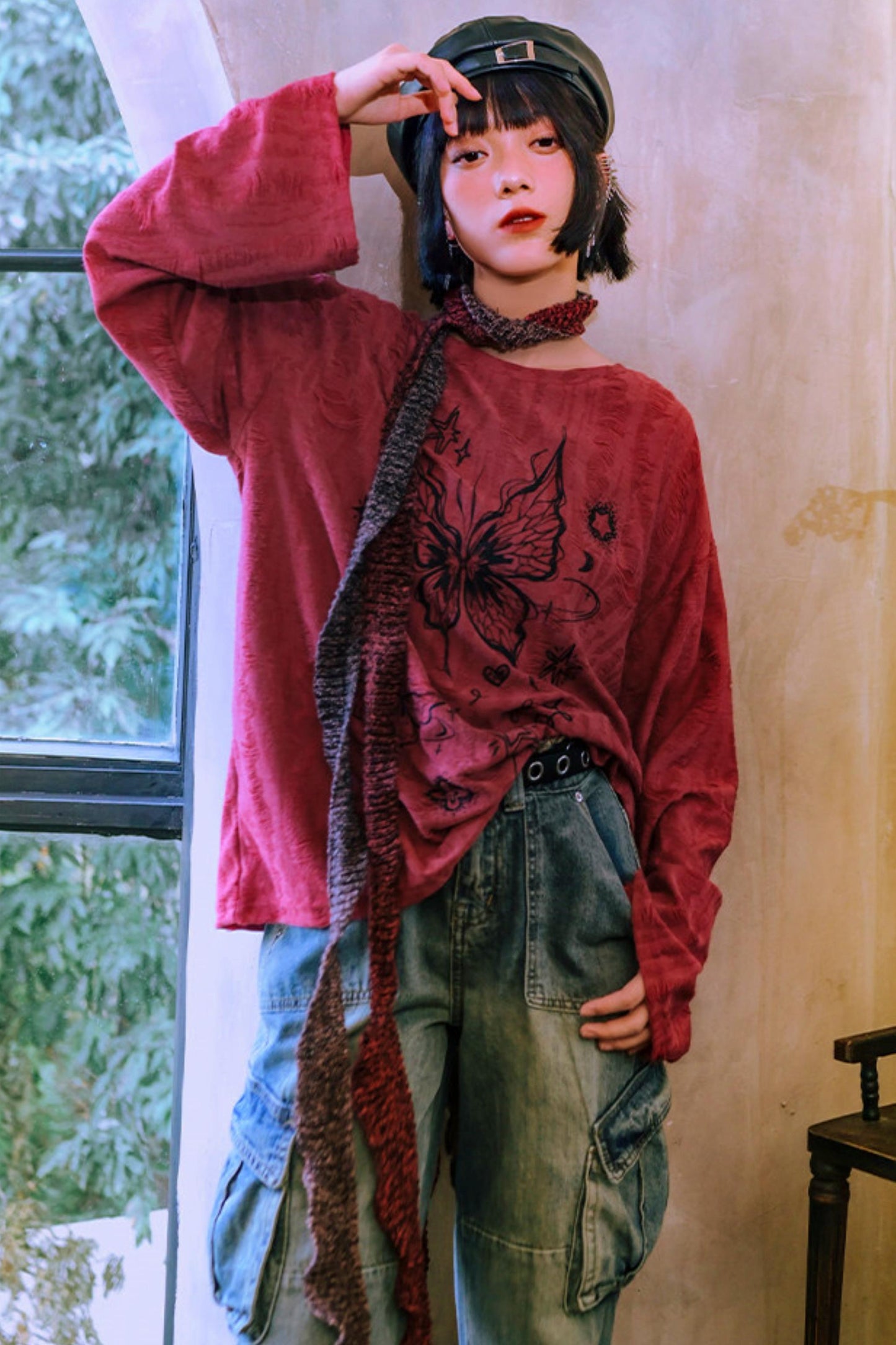Butterfly Illusion Retro Top