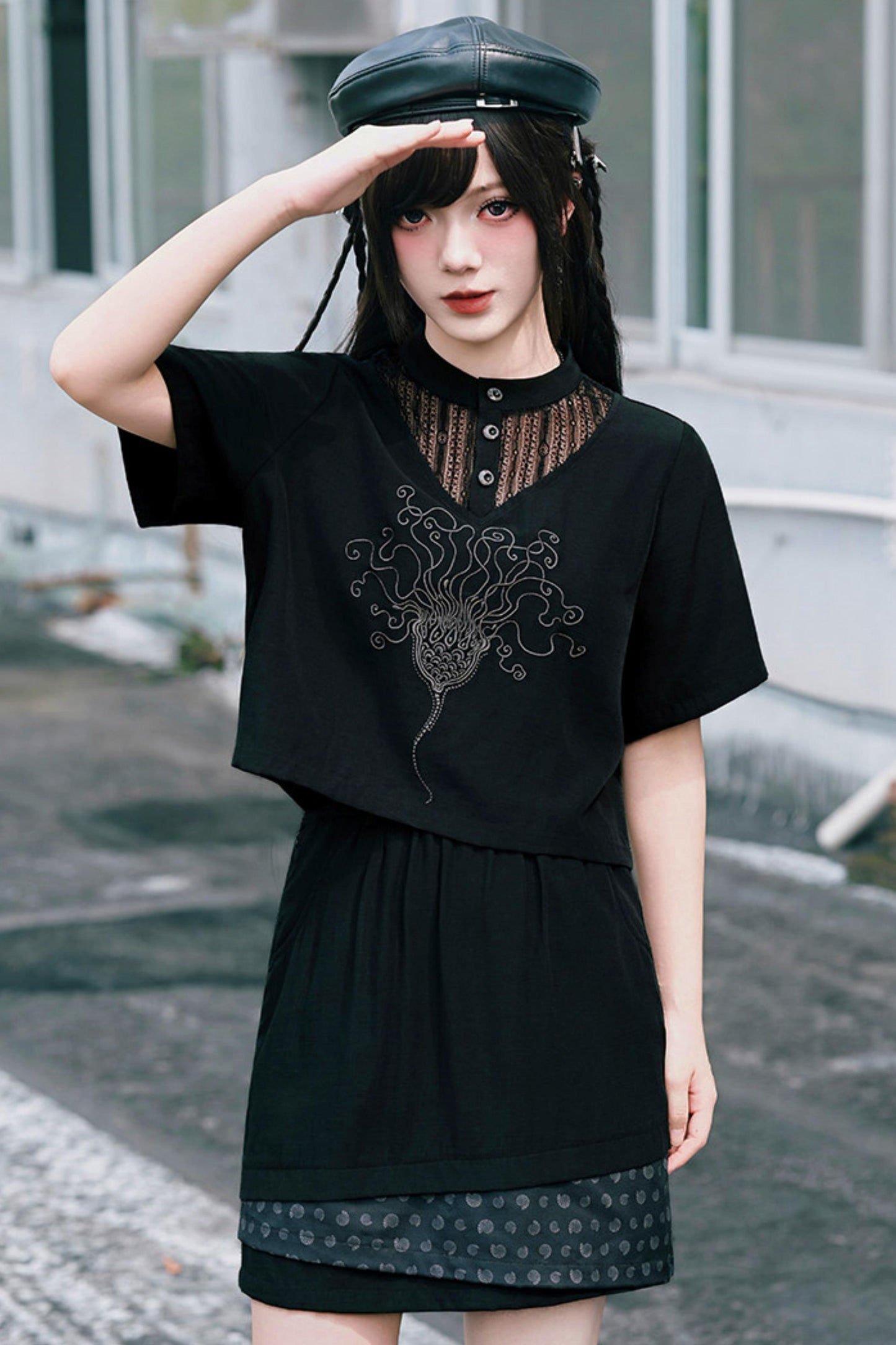 深海刺繍ダークドールセットアップ