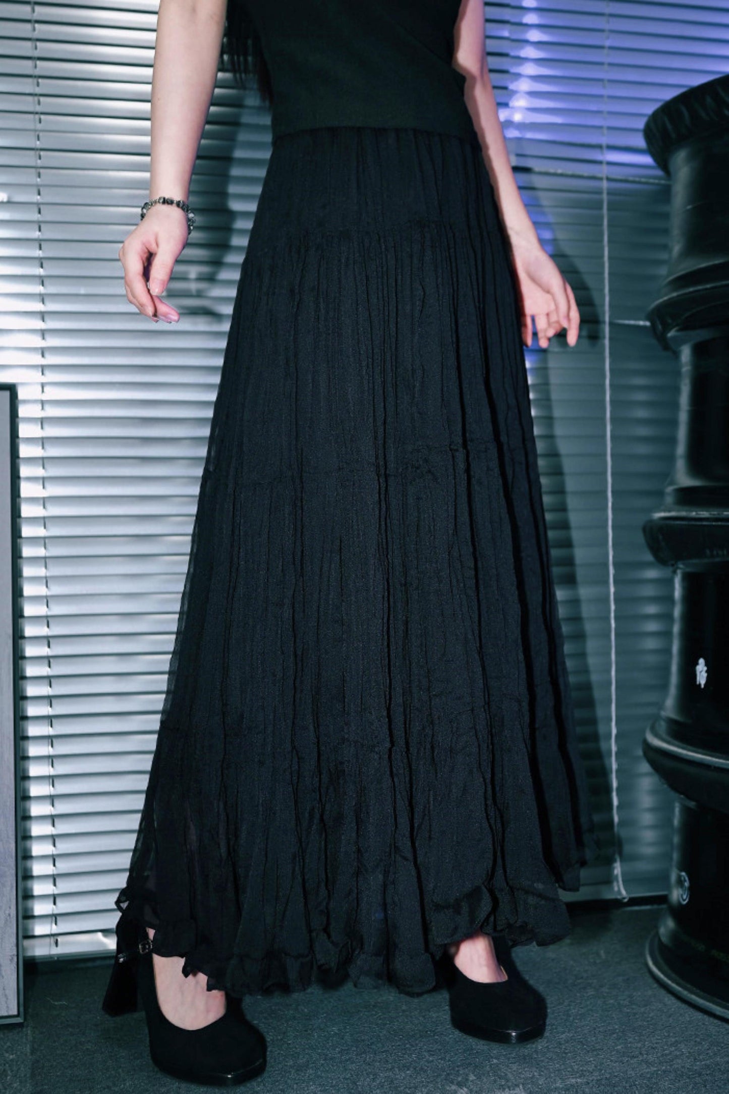 Gothic Chiffon Long Skirt