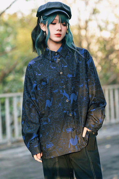 Stellar Meow Full Print Blouse