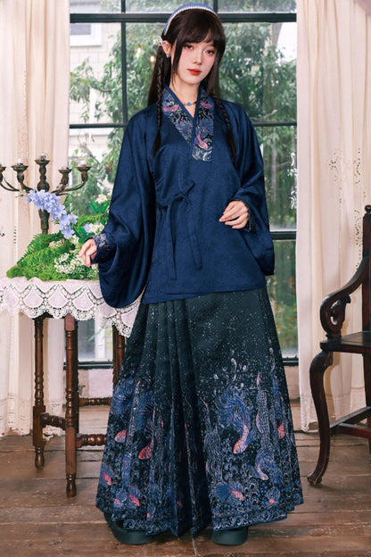 浮动鱼鳍织锦裙