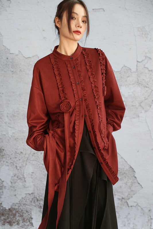 バーガンディローズブラウス