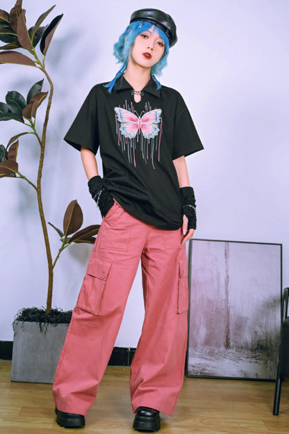 Cyber Butterfly Embroidered Top