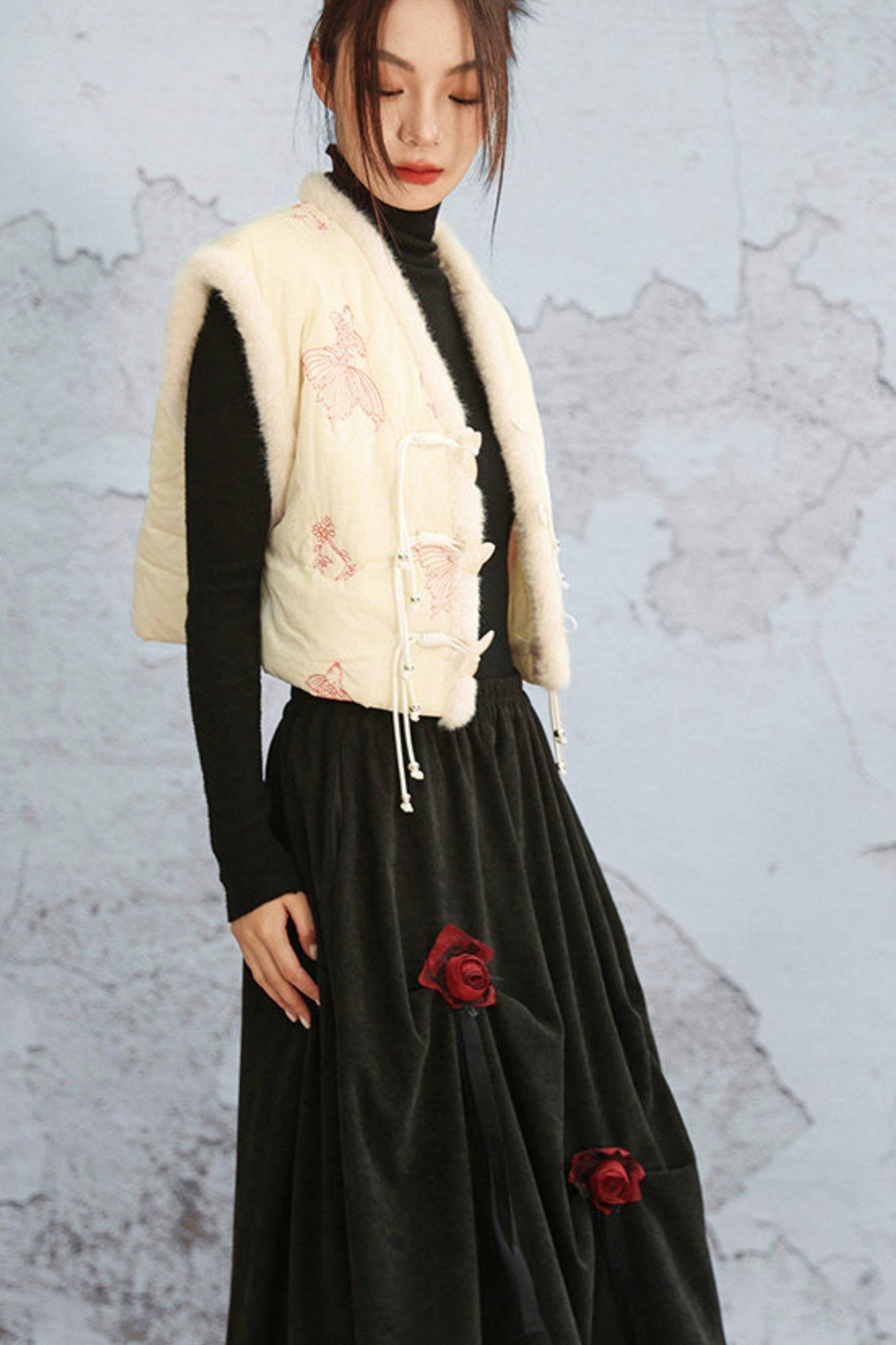 Coy Embroidered Winter Vest