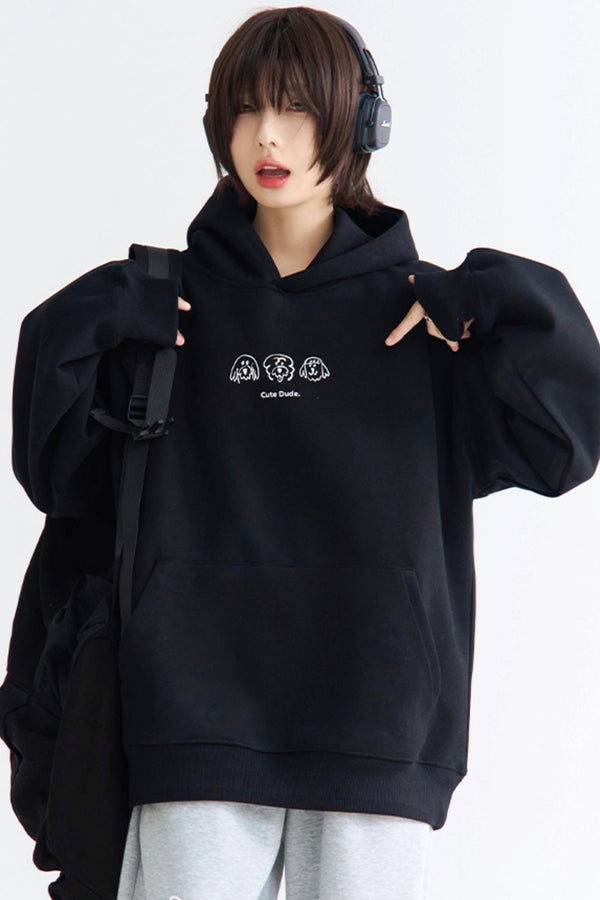 Puppy Print Hooded Sweatshirt