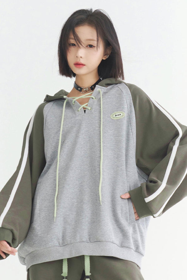 Soft contrast patchwork parka