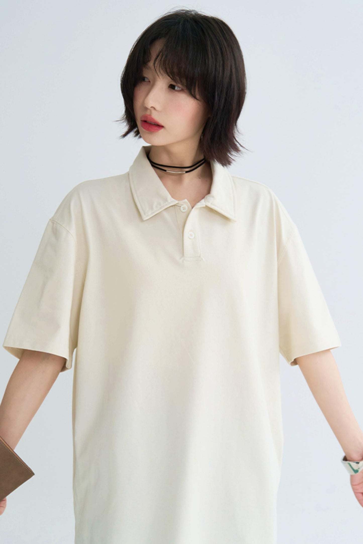 Minimalist Solid Polo Neck Top