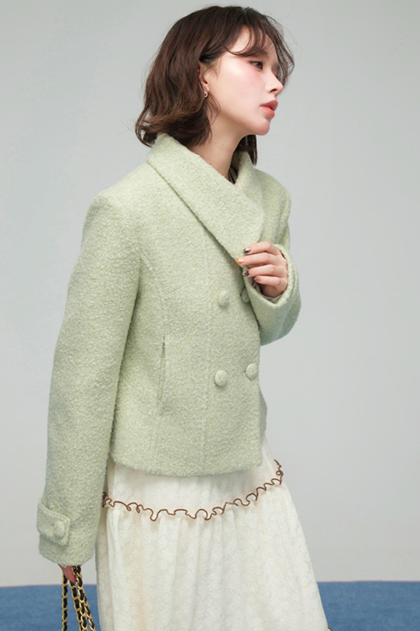 エレガントダイアゴナルウールンコート