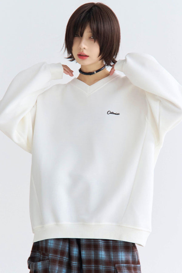 Casual Letter Patch Pullover