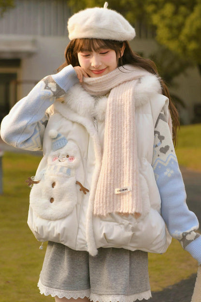 Forest Girl Cartoon Down Vest