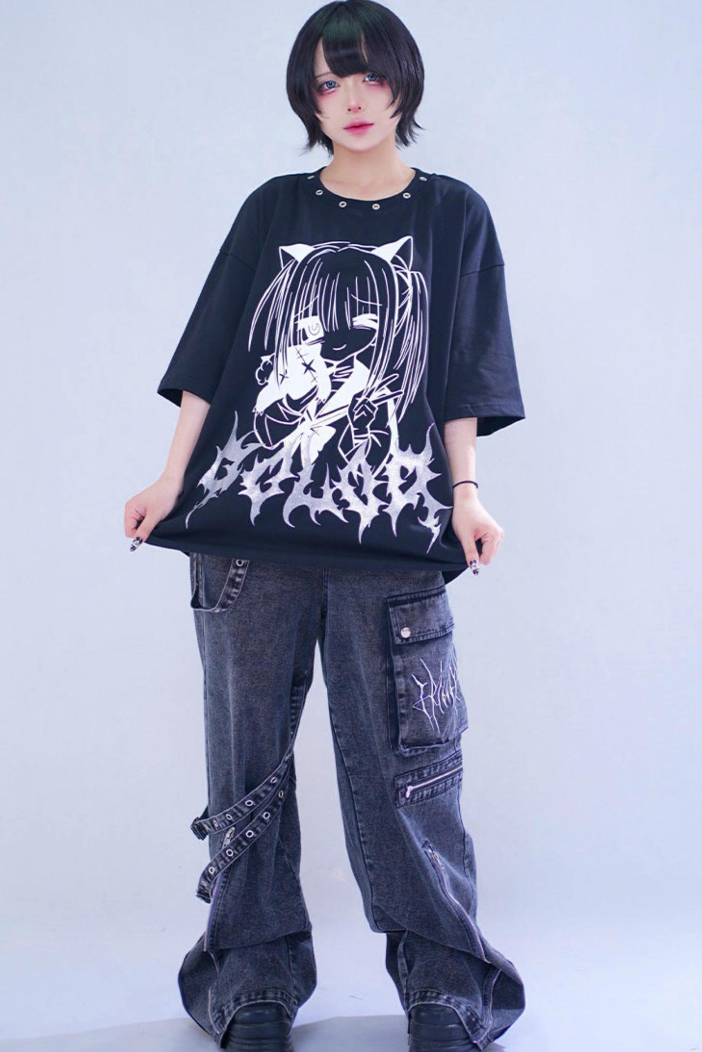 T-shirt imprimé chat pailleté