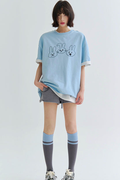 T-shirt doux à imprimé cordon