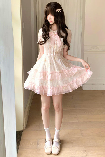 Pink Floral Doll Collar Dress