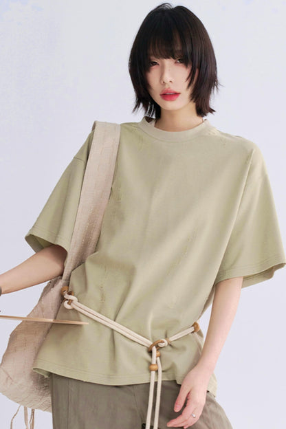 ルーズフィットソリッドカラーティーシャツ