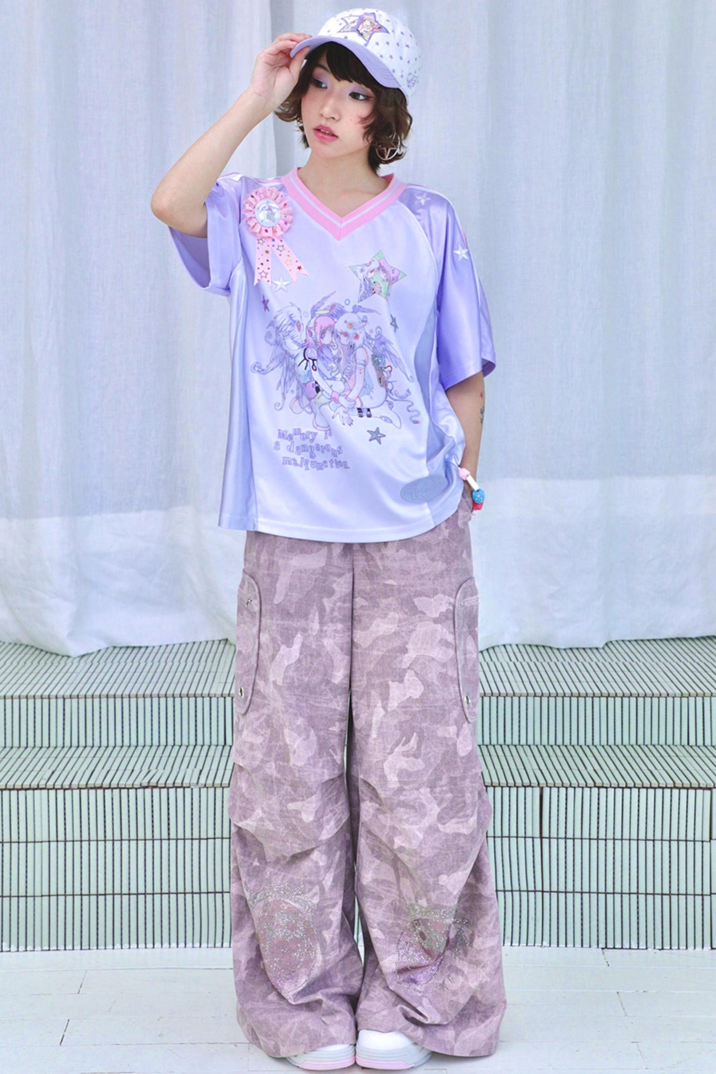Pantalon large camouflage ange