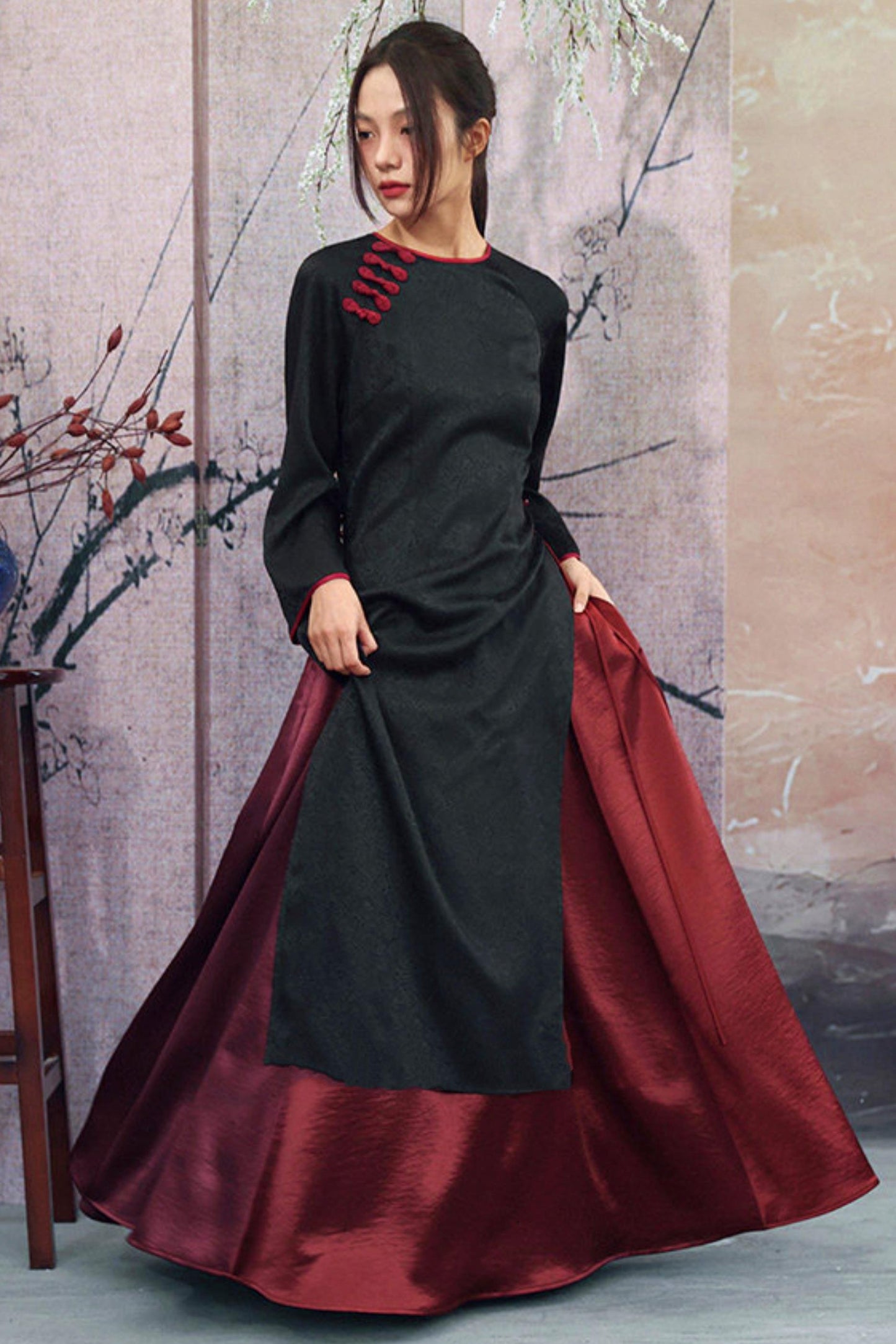 Jacquard Chinese-Style Long Shirt