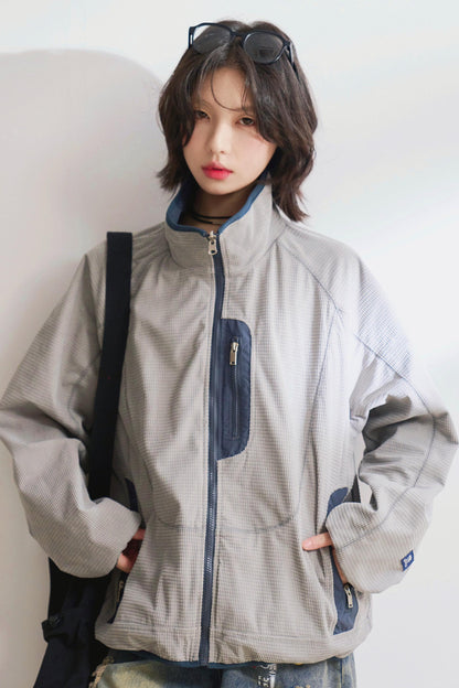 リバーシブルスタンドカラールーズジャケット