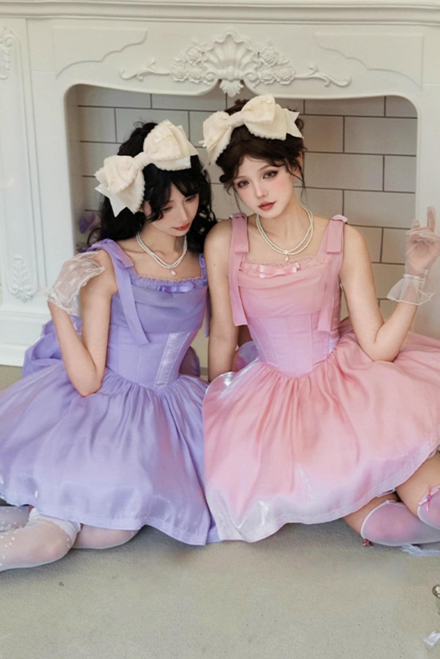 バブルシーヘリンボーンロリータジャンパースカートロリータセットアップ