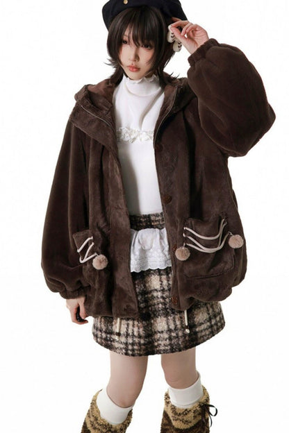 Plaid Skirt + Coat + Top + Leg Warmers