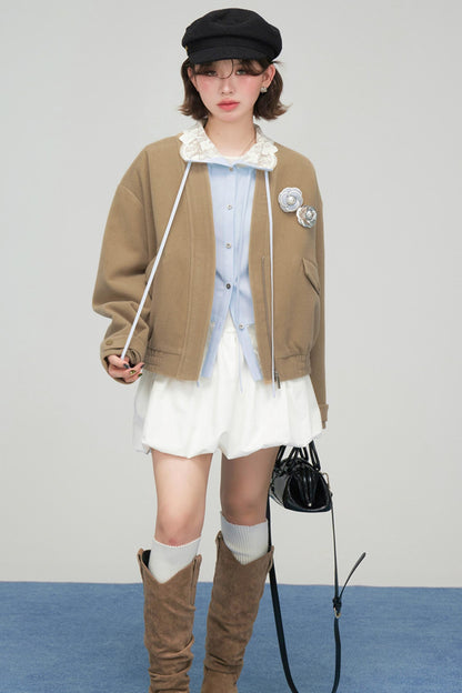 ラテクロワッサンブイネックジャケット