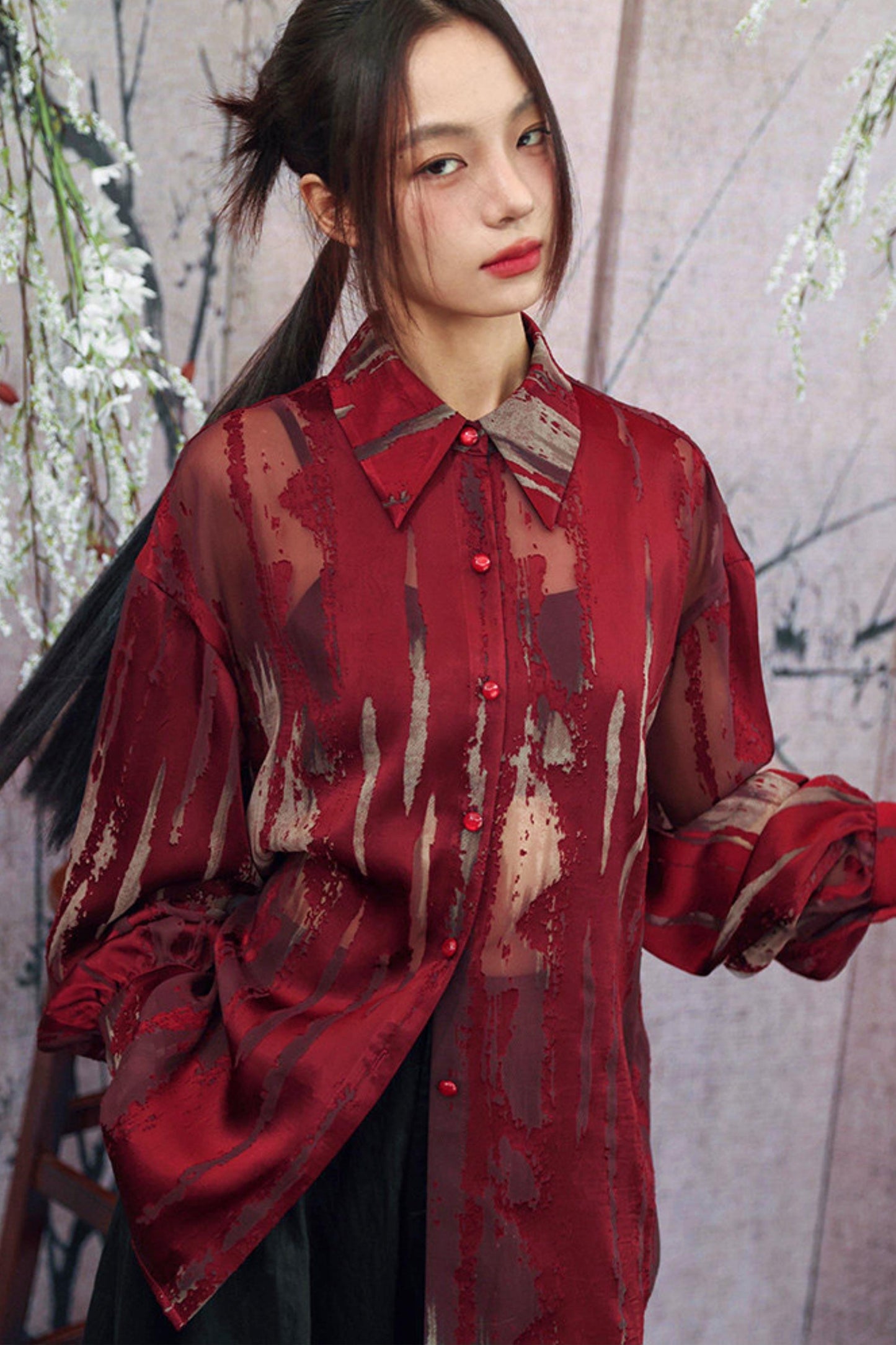 Blusa retro floral quemada