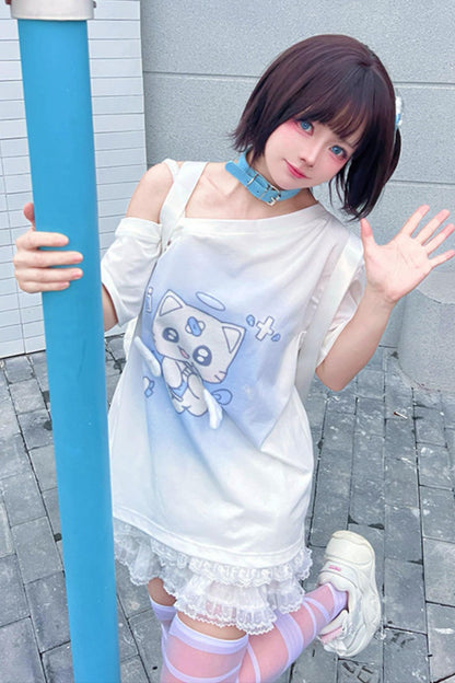 【天使界隈】エンジェルナースキャットTシャツ
