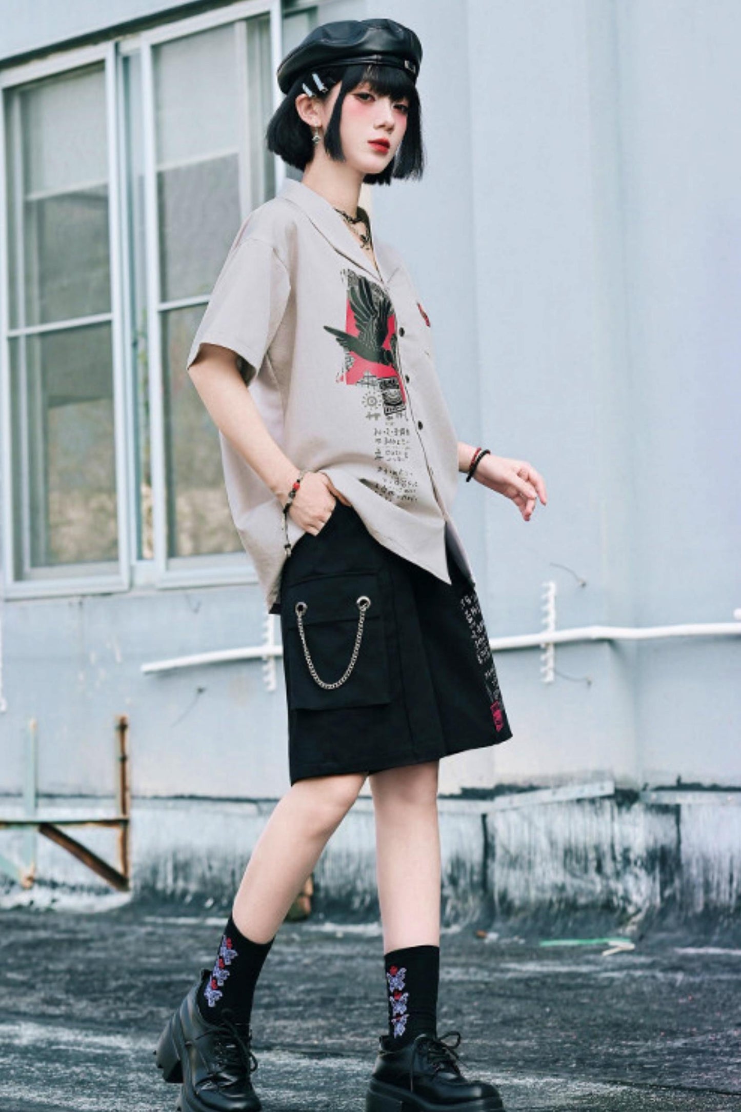 暗号チェーンワイドショートパンツ