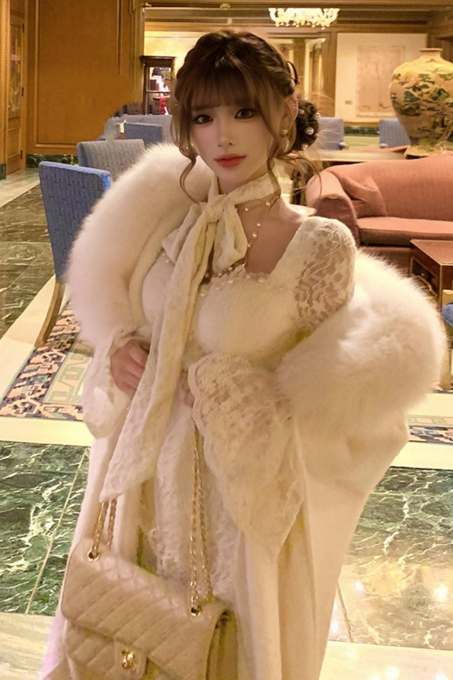 フレンチスタイルレースマーメイドドレス