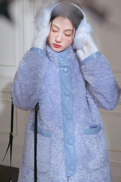 Matte Fleece Stand Collar Coat