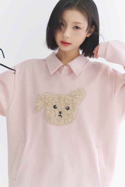 Gravity Museum Plush Puppy Sweatshirt - Women's Winter Comfort Top 2024