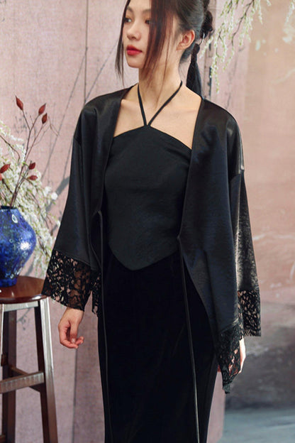 Dark Lace Satin Gown