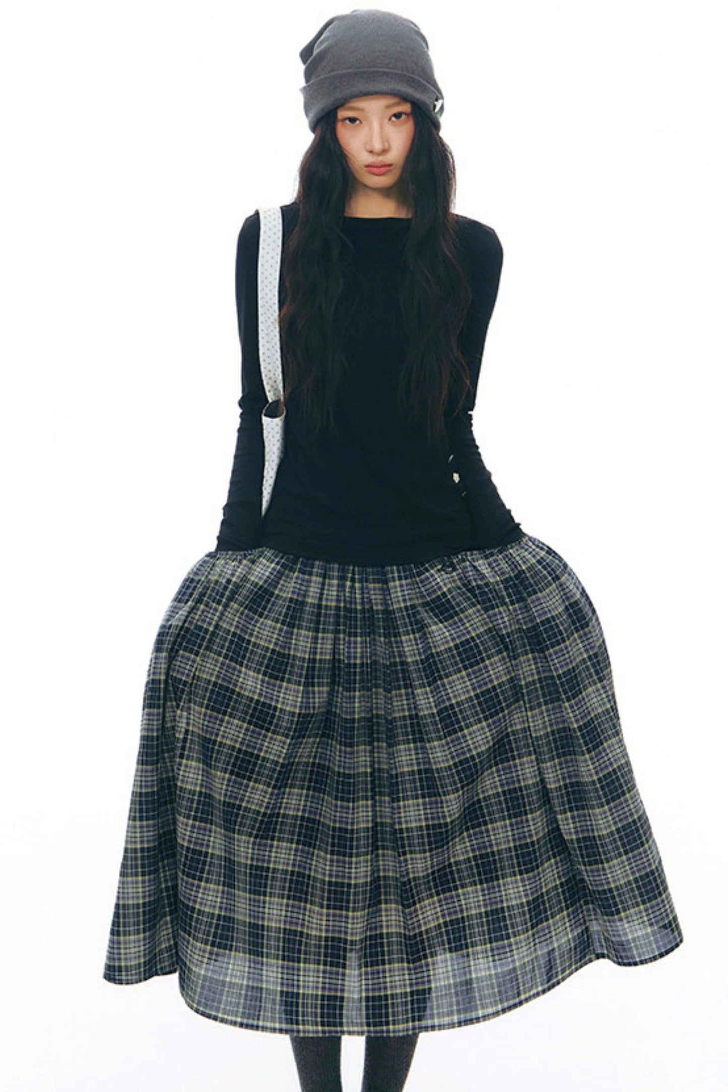 チェックレトロミディスカート