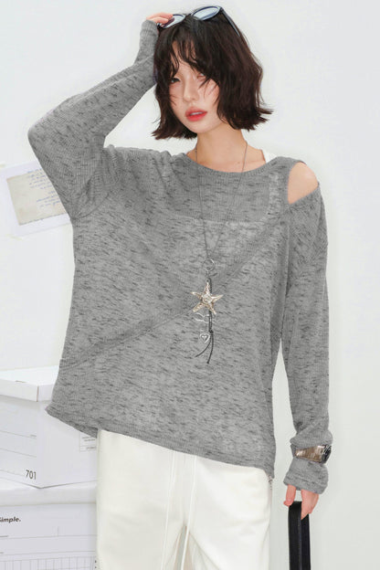 Mode Sheer Loose Off-Shoulder Top