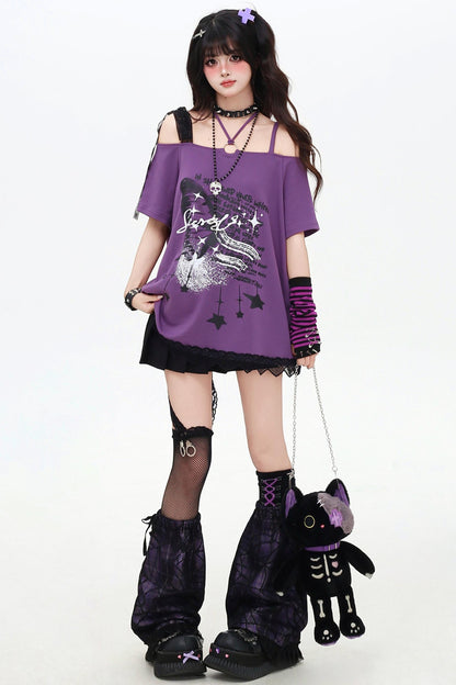 アジアンワンショルダールーズTシャツ