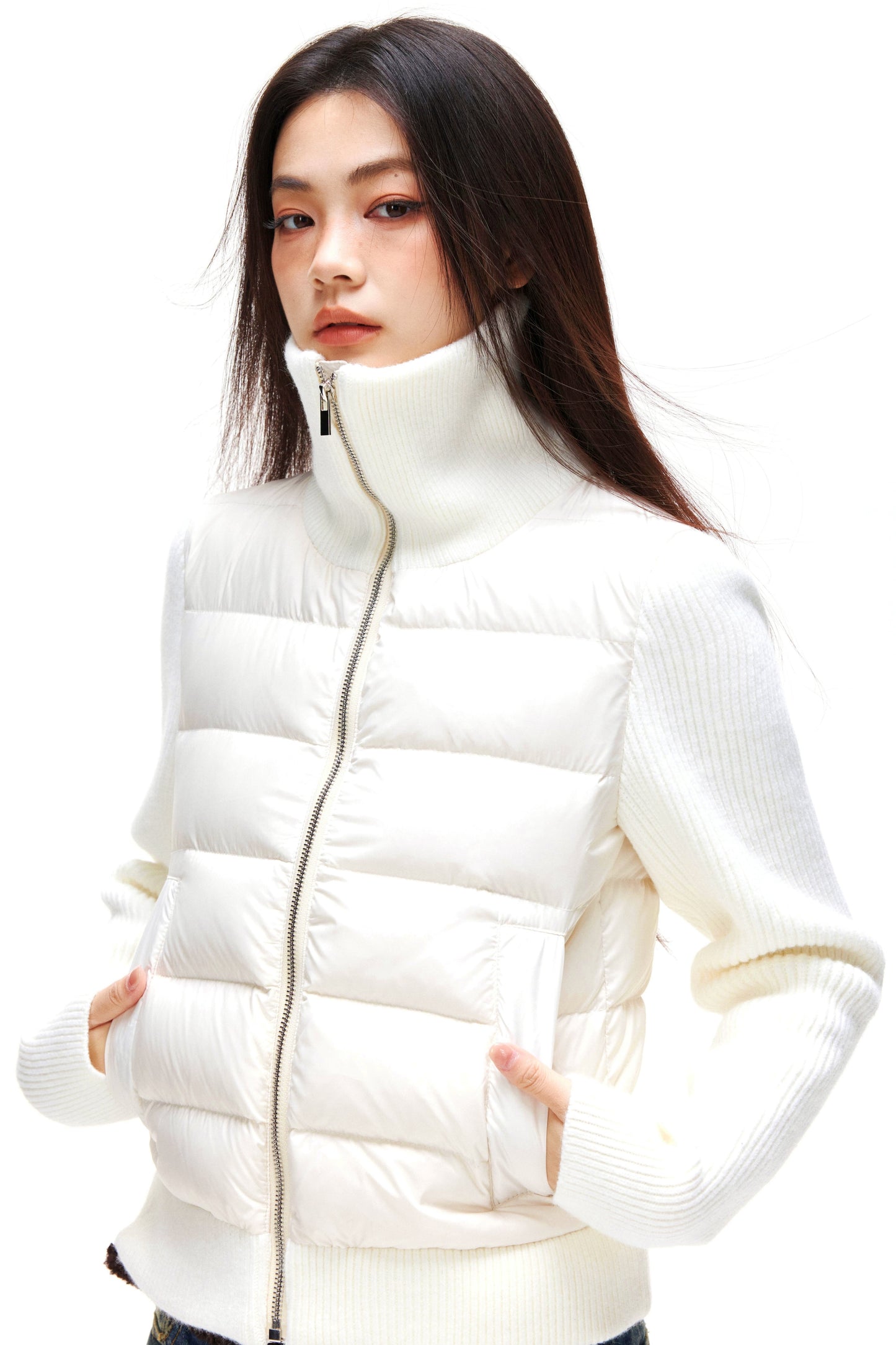 Ribbed Patchwork Down Jacket