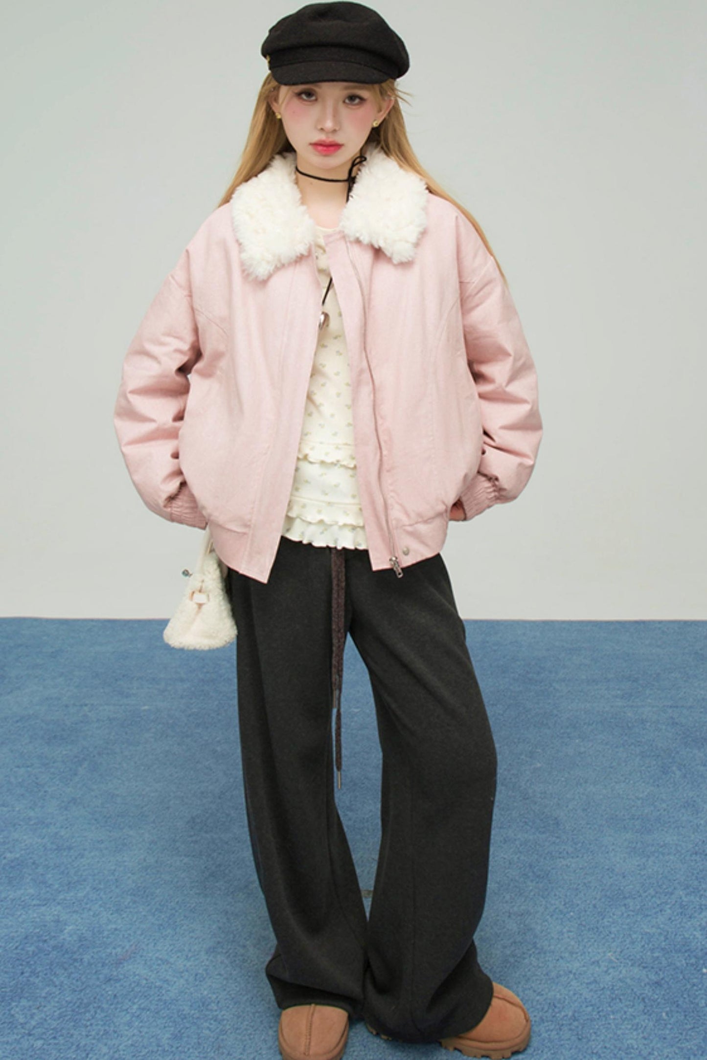 フラッフィーラムウールラペルコート