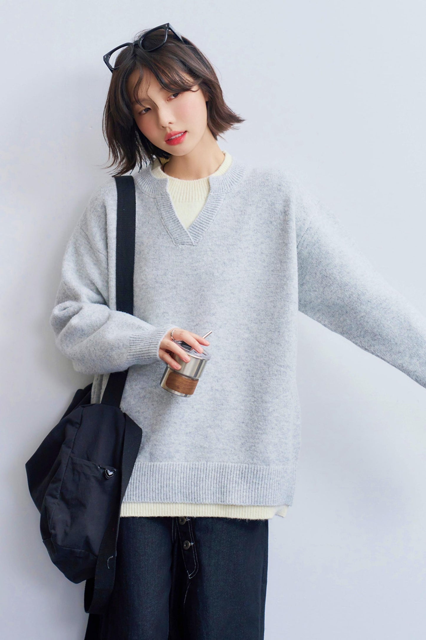 Color block knit sweatshirt