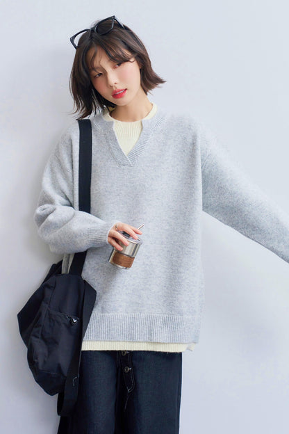 Color block knit sweatshirt
