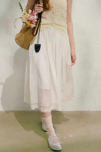 コットンレースチェックスカート