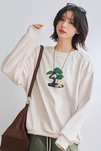 ボンサイクルーネックロングスリーブTシャツ