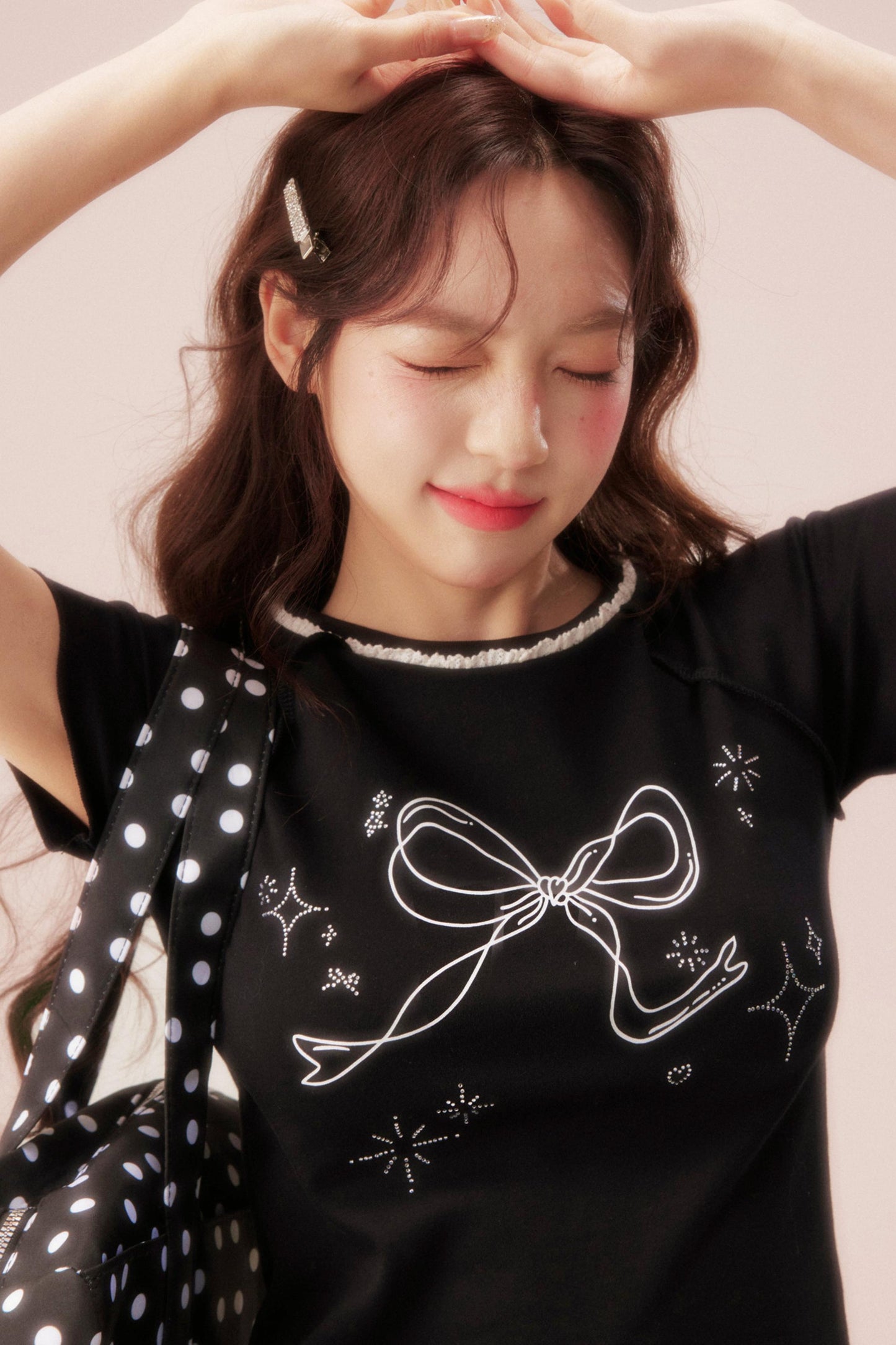 Ribbon Bijou Raglan Ruffle Top
